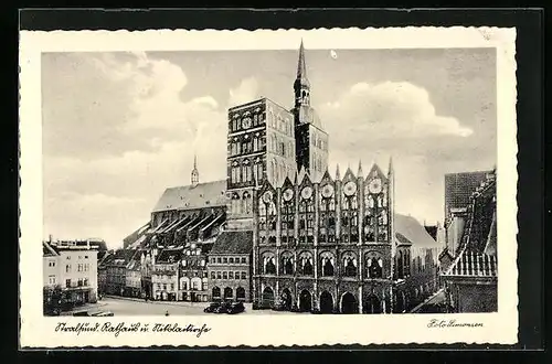 AK Stralsund, Rathaus u. Nikolaikirche