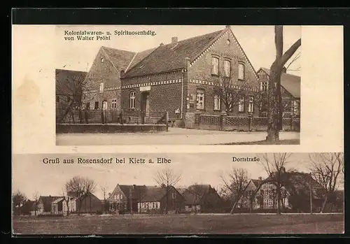 AK Rosendorf bei Kietz / Lenzerwische, Kolonialwaren- und Spiritousenhandlung von Walter Pröhl, Dorfstrasse