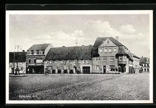 AK Ruhland, Strassenpartie mit Hotel Stern