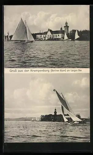 AK Müggelheim /Köpenick, Blick auf die Krampenburg vom Langen See