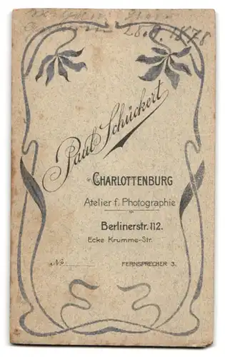 Fotografie Paul Schückert, Berlin-Charlottenburg, Berlinerstrasse 112, Bürgerlicher Herr mit Schnauzer