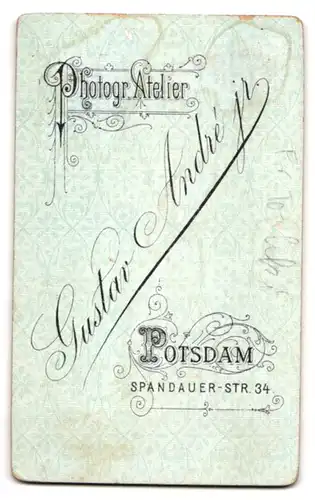 Fotografie Gustav André jr., Potsdam, Spandauer-Strasse 34, Bürgerliche im langen Kleid mit Sonnenschirm