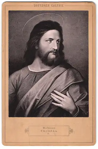 Fotografie unbekannter Fotograf und Ort, Gemälde: Christus nach Hofmann aus der Dresdner Galerie