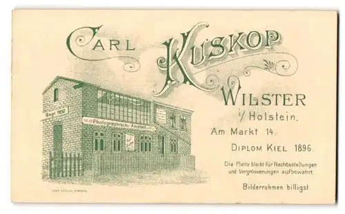 Fotografie Carl Kuskop, Wilster i. Hol., Am Markt 14, Ansicht Wilster i. Hol., Blick auf das Ateliersgebäude