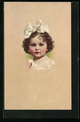 AK Kleinkind mit Schleife im Haar