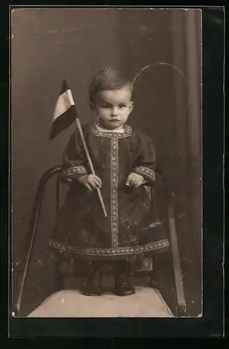 Foto-AK Kind mit Fahne in der Hand