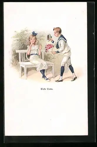 AK Junger Matrose macht zärtlicher Lady den Hof