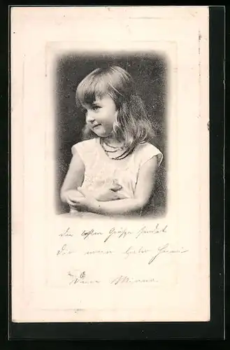 Künstler-AK Kleines Mädchen mit einem verschmitzten Grinsen