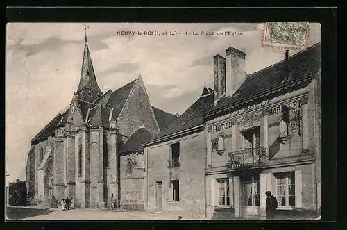 AK Neuvy-le-Roi, La Place de l`Eglise