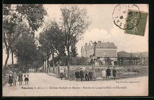 AK Nouans, Groupe Scolaire et Mairie, Routes de Lucay-le-Mâle et d`Écueillé