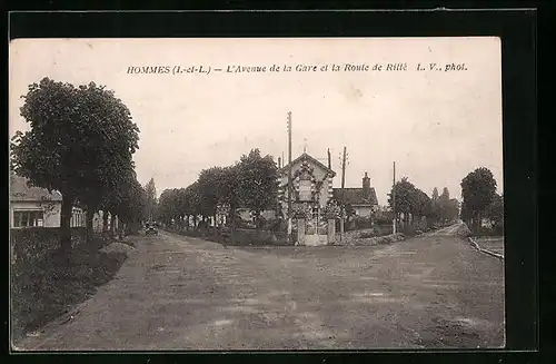 AK Hommes, L`Avenue de la Gare et la Route de Rillé