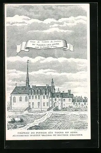 Lithographie Plessis, Château du Plessis Lès Tours en 1699