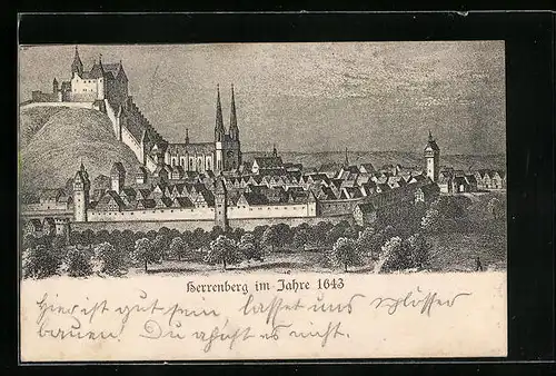 AK Herrenberg, Ortsansicht im Jahre 1643
