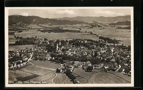 AK Isny /Allg., Ort vom Flugzeug aus