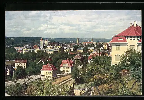 AK Ravensburg, Ortsansicht mit Kirchen