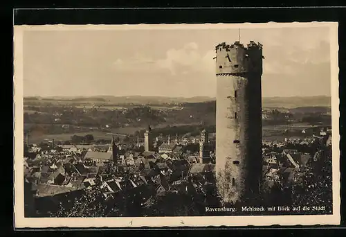 AK Ravensburg, Mehlsack mit Blick auf die Stadt