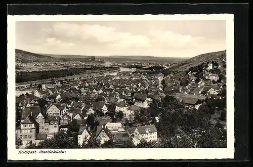 AK Stuttgart-Obertürkheim, Fliegeraufnahme von Stadtteil und Neckar