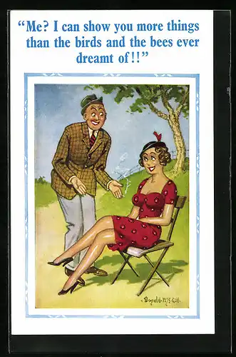 Künstler-AK Donald McGill: I can show you mor things than...
