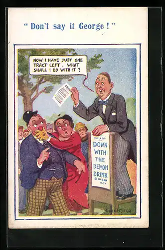 Künstler-AK Donald McGill: Don`t say it George!