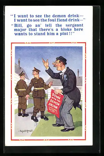 Künstler-AK Donald McGill: I want to see the demon drink...