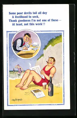 Künstler-AK Donald McGill: Some poor devils toil all day...