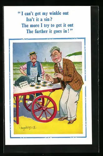 Künstler-AK Donald McGill: I can`t get my winkle out...