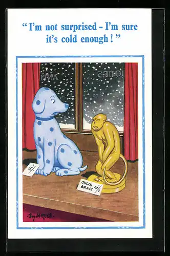Künstler-AK Donald McGill: I`m sure it`s cold enough!