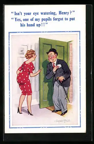 Künstler-AK Donald McGill: Isn`t your eye watering, Henry?