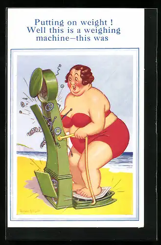 Künstler-AK Donald McGill: Putting on weight!