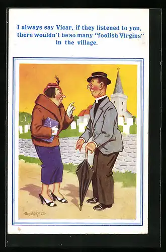 Künstler-AK Donald McGill: I always say Vicar,...