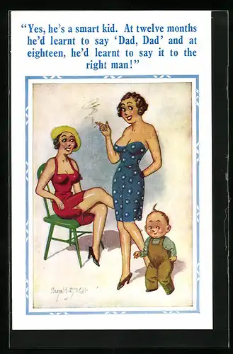 Künstler-AK Donald McGill: Yes, he`s a smart kid.