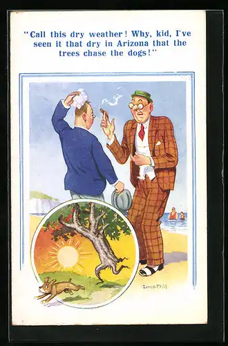 Künstler-AK Donald McGill: Call this dry weather!
