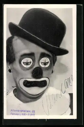 AK Zirkus-Clown mit Melone