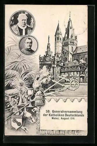 AK Mainz, 58. Generalversammlung der Katholiken Deutschlands 1911, Ortspartie