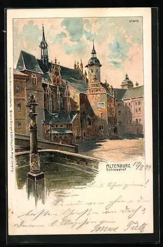 Lithographie Altenburg, Blick in den Schlosshof