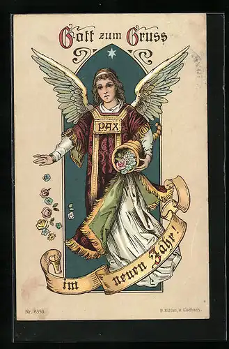 AK Neujahrsengel, Gott zum Gruss im neuen Jahr