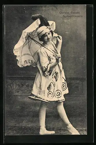 AK Spitzentänzerin Christel Revant mit Schirm
