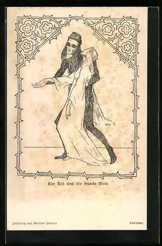 AK Der Tod mit der kranken Maid im Arm