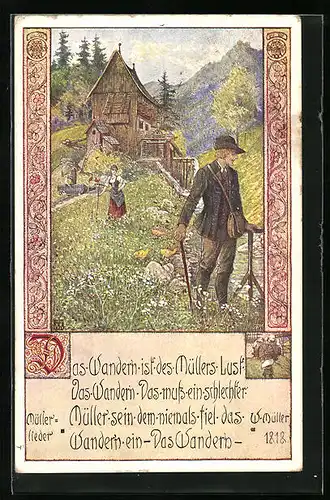 AK Rottmarbaude mit Frau und einem Wanderer, 1912