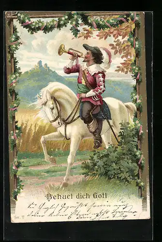 Präge-AK Behüt Dich Gott!, Trompeter zu Pferde