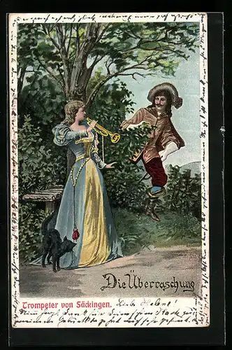 Künstler-AK Säckingen, Behüt Dich Gott!, Trompeter von Säckingen und Frau