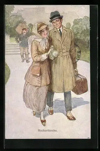 Künstler-AK Hochzeitsreise gutsituierter Bürger