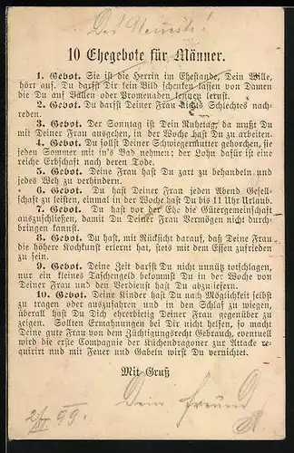 AK 10 Ehegebote für Männer