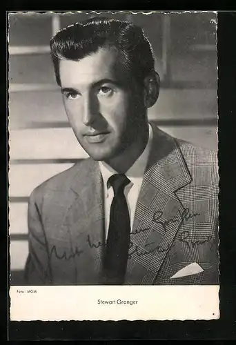 AK Schauspieler Stewart Granger mit Anzug und Krawatte