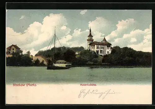 AK Storkow /Mark, Panorama mit Hubertushöhe