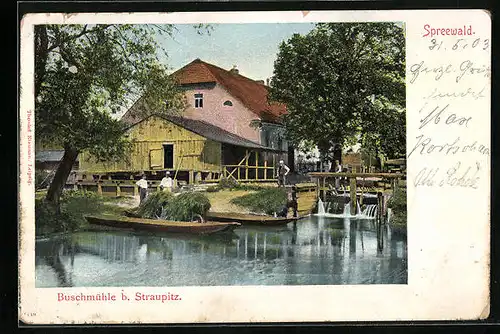 AK Straupitz /Spreemühle, Gasthaus zur Buschmühle