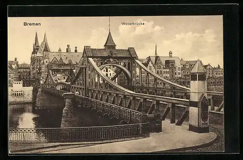 AK Bremen, Weserbrücke, Löwenkopf