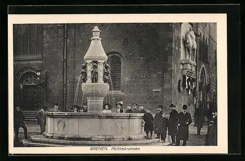 AK Bremen, Passanten am Moltkebrunnen