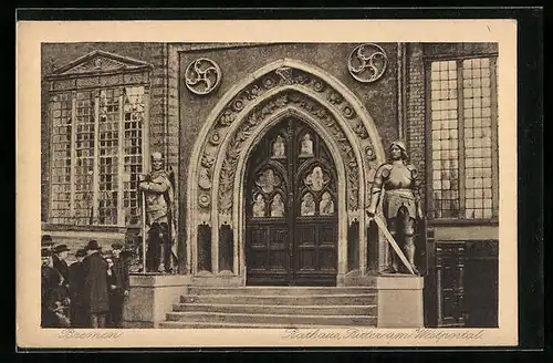 AK Bremen, Rathaus, Ritter am Westportal