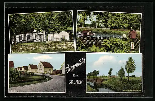 AK Wagenfeld Bez. Bremen, Rötherkuhle, Partien an der Aue, Siedlung